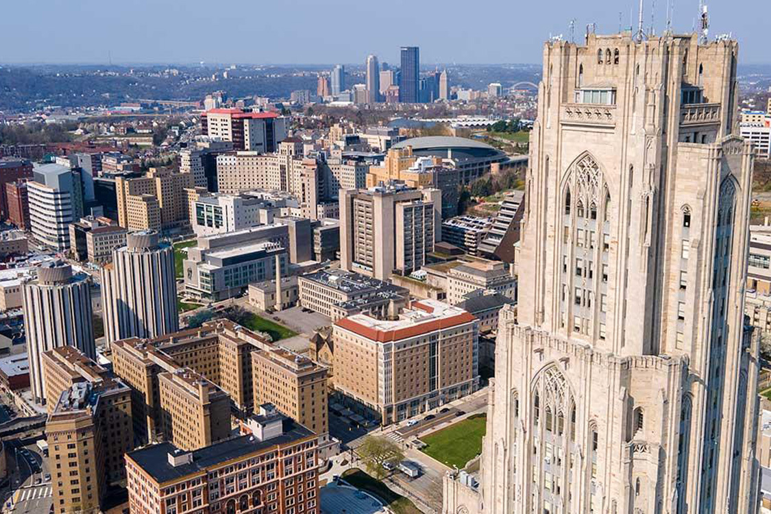 Overhead view of the University of Pittsburgh