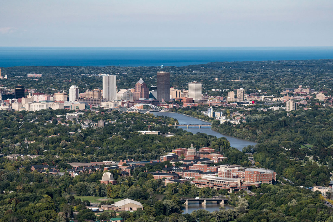 Overhead view of the University of Rochester