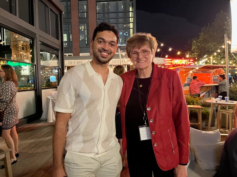 Photo: Pitt School of Medicine student Adi Mittal meets Katalin Kariko, winner of the 2023 Nobel Prize for Medicine, at the National Collegiate Inventor's Competition.